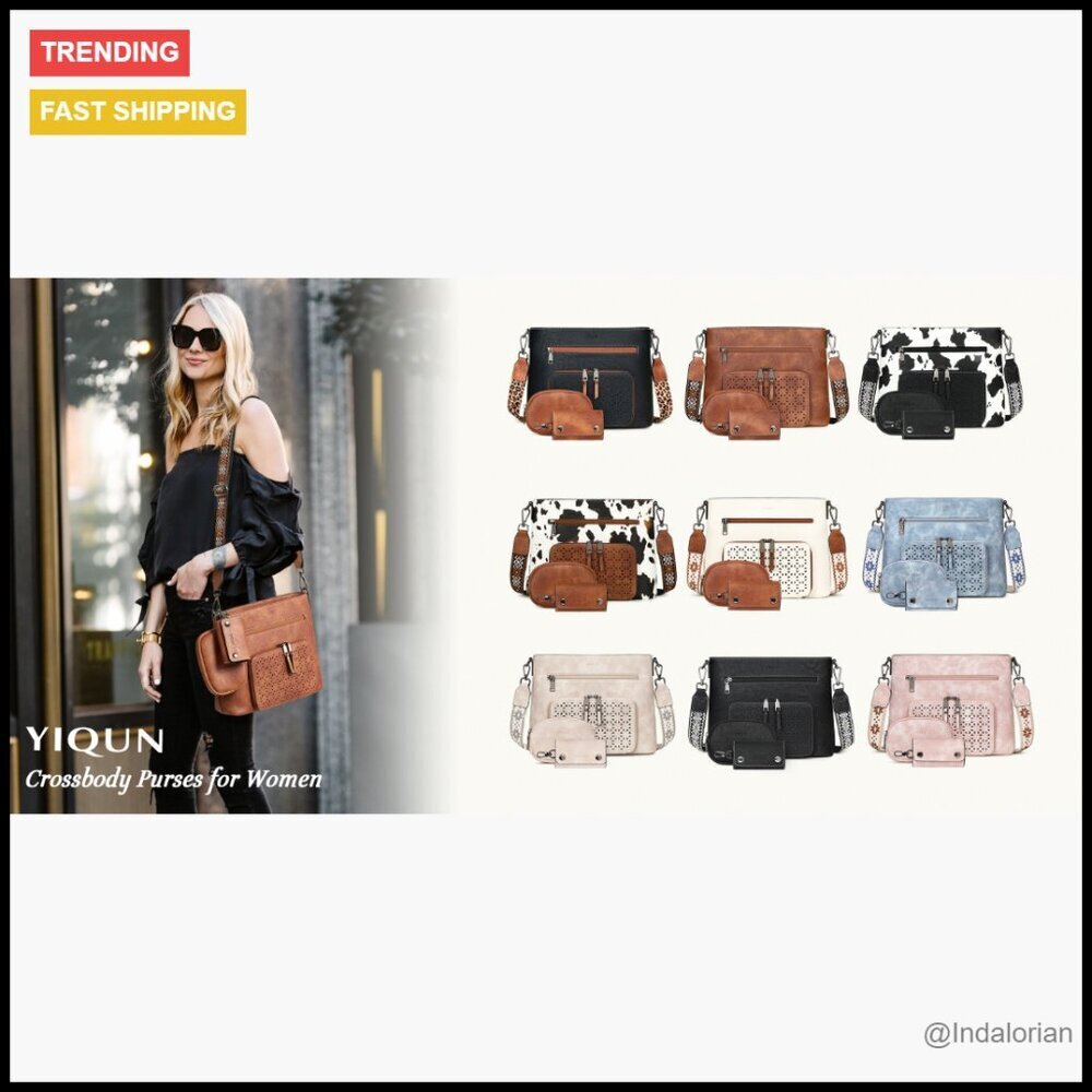 PU Leather Crossbody Bag Multi Pocket Adjustable Strap Roomy Chic Daily - Picture 7 of 7